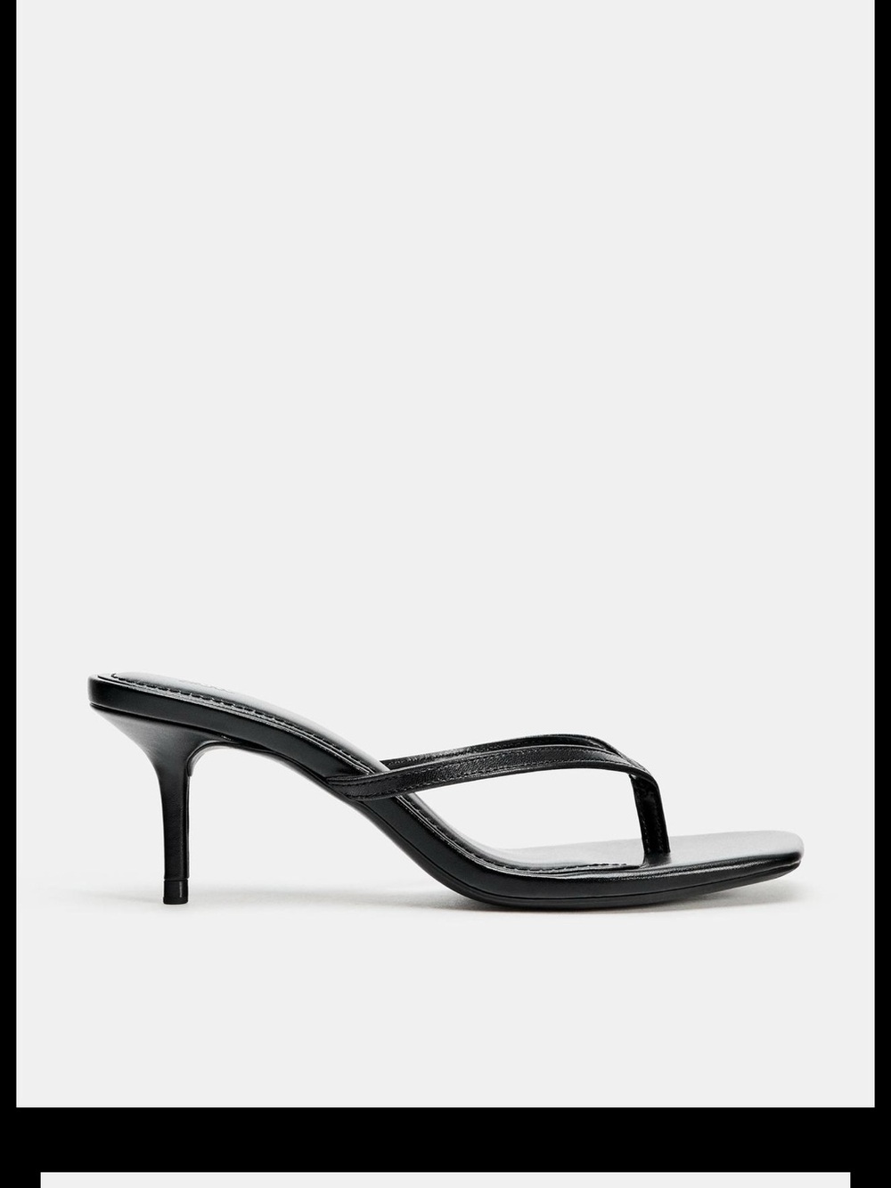 NWOT Zara Black Leather Strappy Kitten Heel Sandals